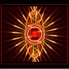 FRACTAL ART DESIGN GREETING CARD Ruby & Gold